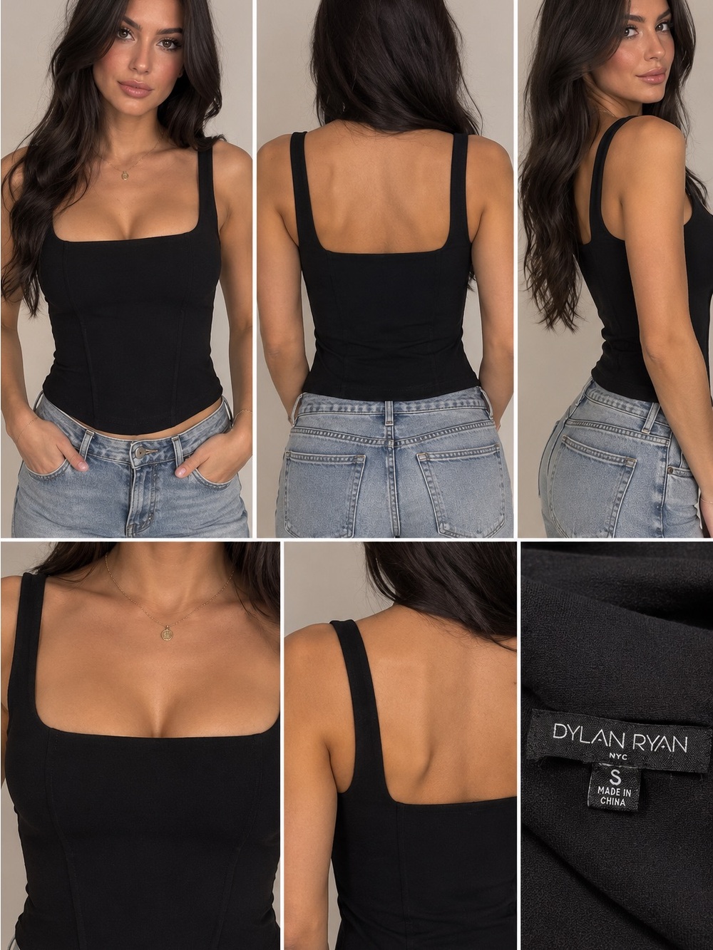 Black Square-Neck Tank Top